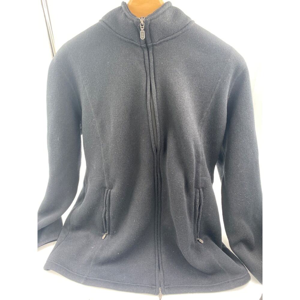 Orvis Fleece Jacket Womens XL Black Full Zip Front Mock Neck